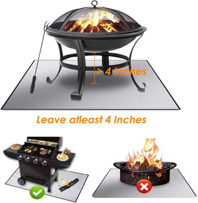 Fire Pit Mat Double-Sided 100 x 100 cm Fireproof Outdoor Grill Pad Oil ...