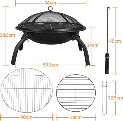 Fire Pit Portable Folding Fire Pits with Cooking & Grill, Iron Fire ...
