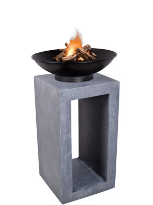 Fire Pit & Square Console Cement H68.5cm W39Cm