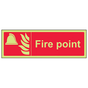 Fire Point Equipment Safety Sign - Glow in the Dark - 300x100mm (x3)