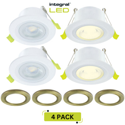 Fire Rated LED Downlights 65MM IP65 600LM 5W 3000K Dimmable - Antique Brass (4 Pack)