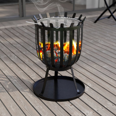 Fire Vida Black Square Portable Steel Brazier Outdoor