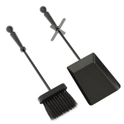 Fireplace Ash Shovel And Brush Set- Upgraded Metal Coal Shovel And Hearth Brush Set Large Fireplace Tools Fire Pit Accessories For Fireplace Wood Stove Hearth Cleaning