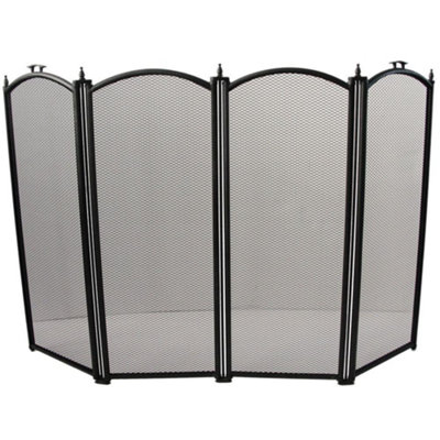 Fire Vida Stanton Black 4 Panel Fire Guard Fireplace Cover