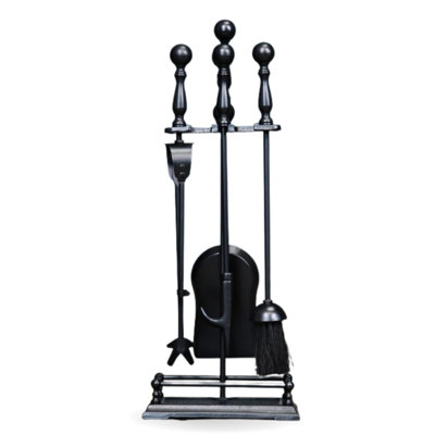 FIRE30 5 Piece Black Fireplace Companion Set with Rectangular Base ...