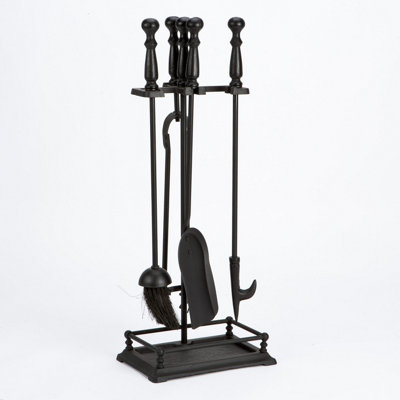 FIRE30 5 Piece Black Fireplace Companion Set with Rectangular Base ...