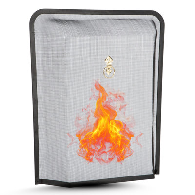 FIRE40 Black Spark Guard with Brass Ring 61x54x14cm Fireplace Screen ...