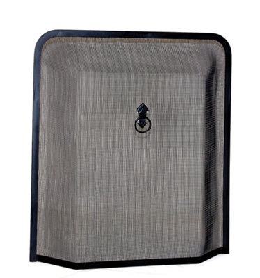 FIRE46 All Black Metal Square Spark Guard Fireplace Screen Protective ...