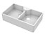 Fireclay Double Bowl Stepped Weir Butler Sink - With Tap Ledge, No Overflow, No Tap Hole - 895mm