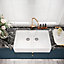 Fireclay Double Bowl Stepped Weir Butler Sink - with Tap Ledge, No Overflow & Tap Hole (Waste Sold Separately) - 895mm - Balterley
