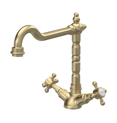 Fireclay Kitchen Bundle - Single Bowl Sink & Drainer, Waste & French Classic Tap, 1010mm - Brushed Brass - Balterley