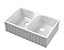Fireclay Kitchen Double Bowl Fluted Front Butler Sink with Full Weir (Wastes Not Included), 795mm x 500mm - White - Balterley