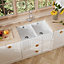 Fireclay Kitchen Double Bowl Fluted Front Butler Sink with Stepped Weir (Wastes Not Included), 795mm x 500mm - White - Balterley