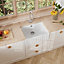 Fireclay Kitchen Single Bowl Fluted Front Butler Sink with Overflow (Waste Not Included), 595mm x 450mm - White - Balterley