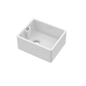 Fireclay Single Bowl (205mm High Walls) Belfast Sink with Overflow, No Tap Hole - 460mm (Waste Sold Separately) - Balterley
