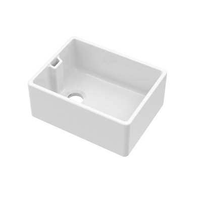 Fireclay Single Bowl Belfast Kitchen Sink with Overflow, No Tap Hole, 595mm