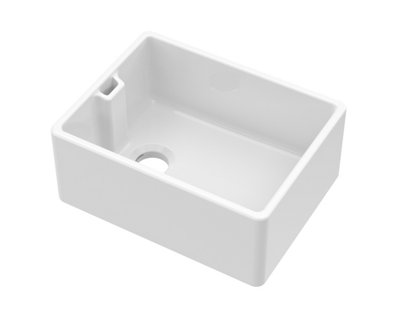 Fireclay Single Bowl Belfast Kitchen Sink with Overflow, No Tap Hole, 595mm