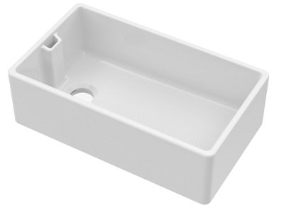 Fireclay Single Bowl Belfast Sink with Overflow, No Tap Hole (Waste Sold Separately) - 795mm - Balterley