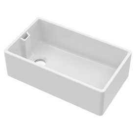 Fireclay Single Bowl Belfast Sink with Overflow, No Tap Hole (Waste Sold Separately) - 795mm - Balterley