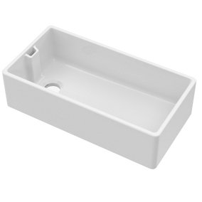 Fireclay Single Bowl Belfast Sink with Overflow, No Tap Hole (Waste Sold Separately) - 895mm - Balterley