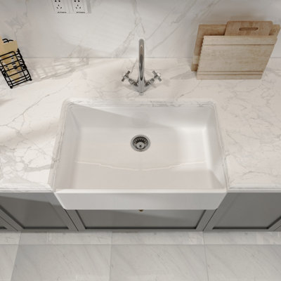 Fireclay Single Bowl Butler Sink - No Overflow, No Tap Hole (Waste Sold Separately) - 795mm - Balterley