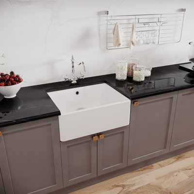 Fireclay Single Bowl Butler Sink with Overflow, French Classic Tap & Waste Bundle - 595mm - Balterley
