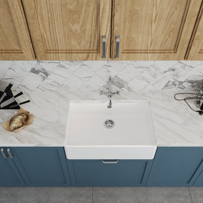 Fireclay Single Bowl Butler Sink with Overflow, French Classic Tap & Waste Bundle - 795mm - Balterley