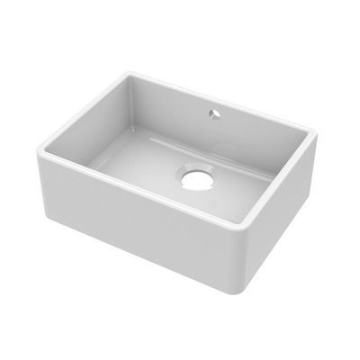 Fireclay Single Bowl Butler Sink - With Overflow, No Tap Hole - 595mm