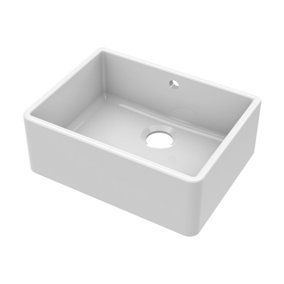 Fireclay Single Bowl Butler Sink - With Overflow, No Tap Hole - 595mm