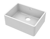 Fireclay Single Bowl Butler Sink - with Overflow, No Tap Hole (Waste Sold Separately) - 595mm - Balterley