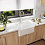 Fireclay Single Bowl Butler Sink - With Tap Ledge and Overflow, No Tap Hole - 595mm