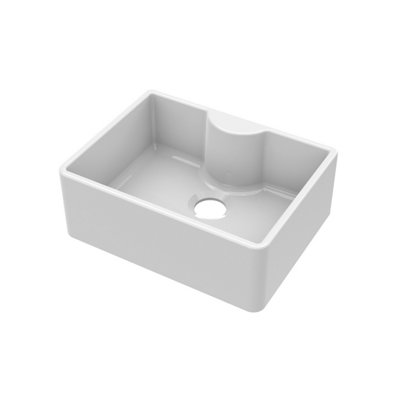 Fireclay Single Bowl Butler Sink - With Tap Ledge, No Overflow, No Tap Hole - 595mm