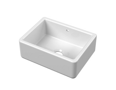 Fireclay Single Bowl Kitchen Sink with 36mm Thick Sides and Overflow - 595mm - Balterley