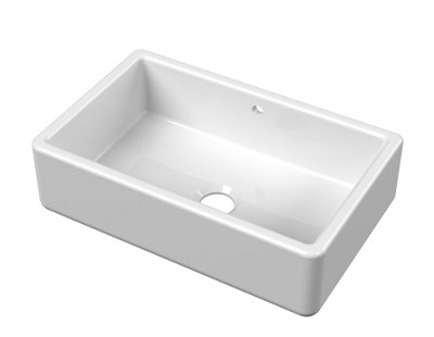 Fireclay Single Bowl Kitchen Sink with 36mm Thick Sides and Overflow - 795mm - Balterley