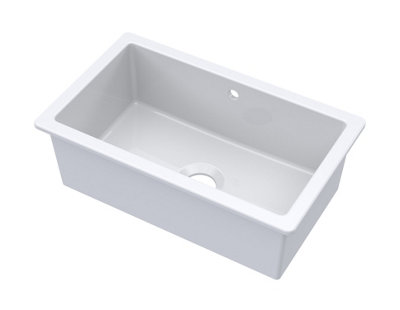 Fireclay Single Bowl Square Undermount Kitchen Sink, With Overflow,763x457x254mm