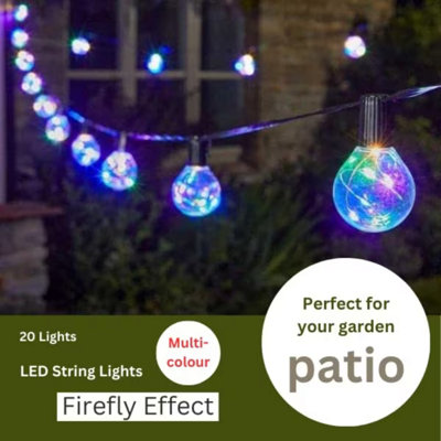 Firefly Festoon - Multi-Coloured, 20 Waterproof LED Festoon Lights Outdoor, Indoor Outdoor Globe String Lights