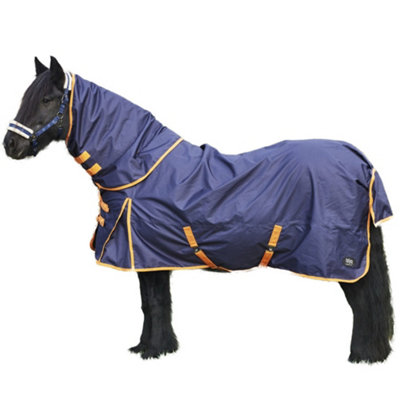 Firefoot achable Neck Horse Turnout Rug Navy/Orange (6 3