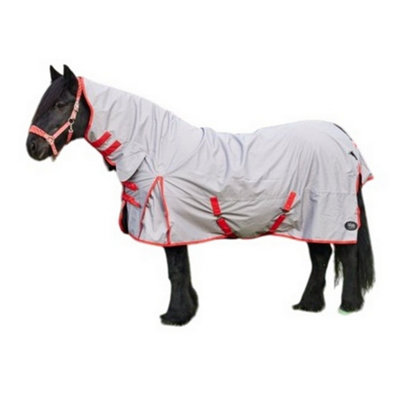 Firefoot Fixed Neck Horse Turnout Rug Grey/Red (6 3