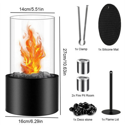Fireplace Glass Burning LED Flame Stove Fire Heater Tabletop Fire Pit ...