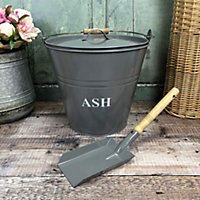 Fireside Ash Bucket & Shovel in French Grey
