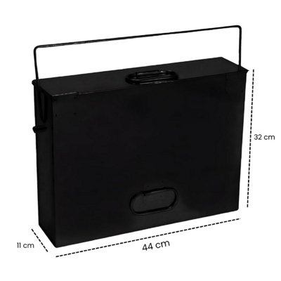 Fireside Black Ash Carrier with Shovel & Brush - Galvanised Metal Ash ...