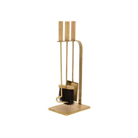 Fireside Companion Set Square - Iron - L15 x W20.5 x H50 cm - Brass