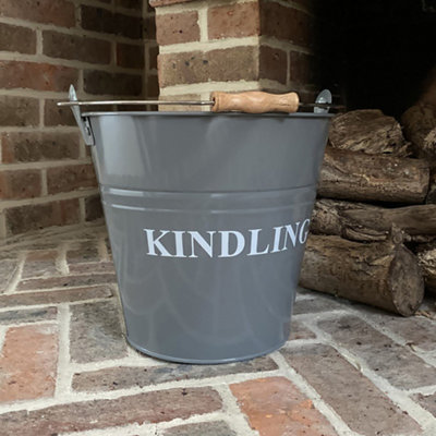 Fireside Kindling Bucket in French Grey DIY at B&Q