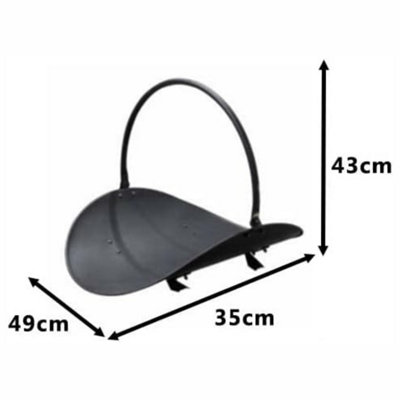 Black Country Metal Works Fireside Log Basket – Black & Leather, 35cm Wood Bucket