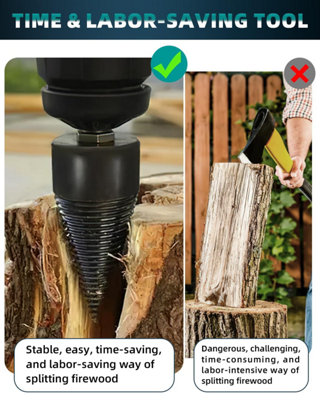 Firewood Drill Bit with Wood Splitter Simple Log Splitting Drill Bit ...