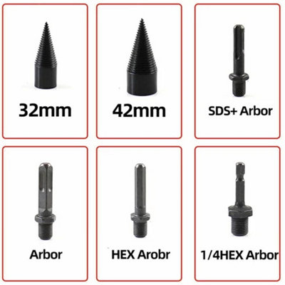 Firewood Drill Bit Wood Cone Hex Shank Log Splitter Screw