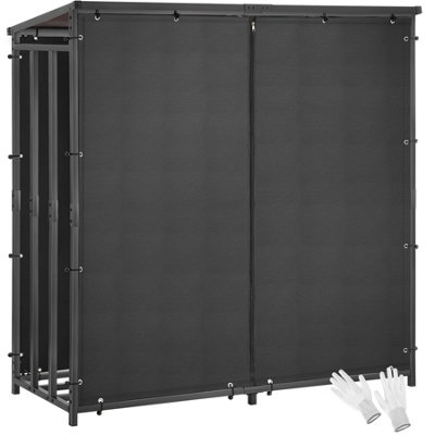 Firewood Rack Casa Sloping Roof, 2 Protective Tarpaulins, Weatherproof ...
