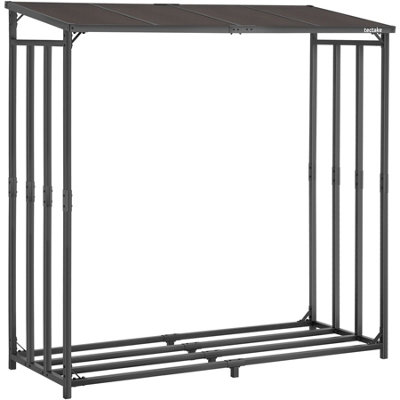 Firewood Rack Casa Sloping Roof, 2 Protective Tarpaulins, Weatherproof ...
