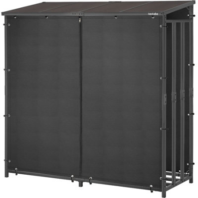 Firewood Rack Casa Sloping Roof, 2 Protective Tarpaulins, Weatherproof ...