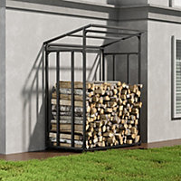 Firewood Rack Holder Metal Log Storage Store with PE Cover 6 x 2 ft